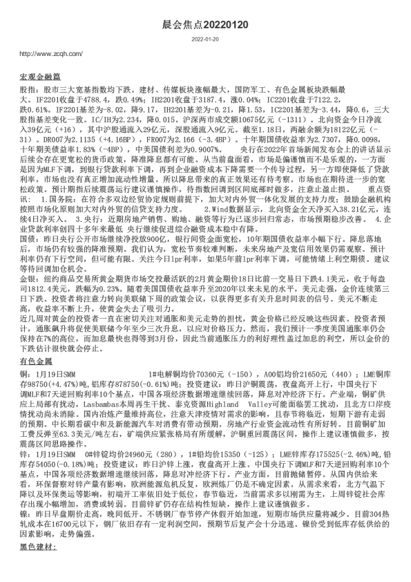 晨会焦点