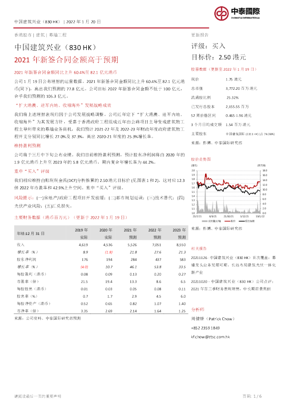 2021年新签合同金额高于预期