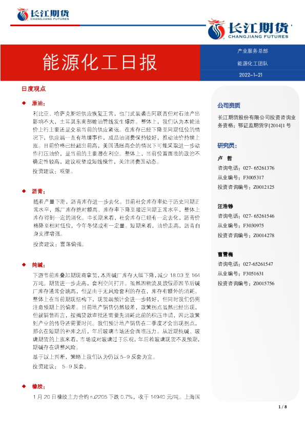 能源化工日报