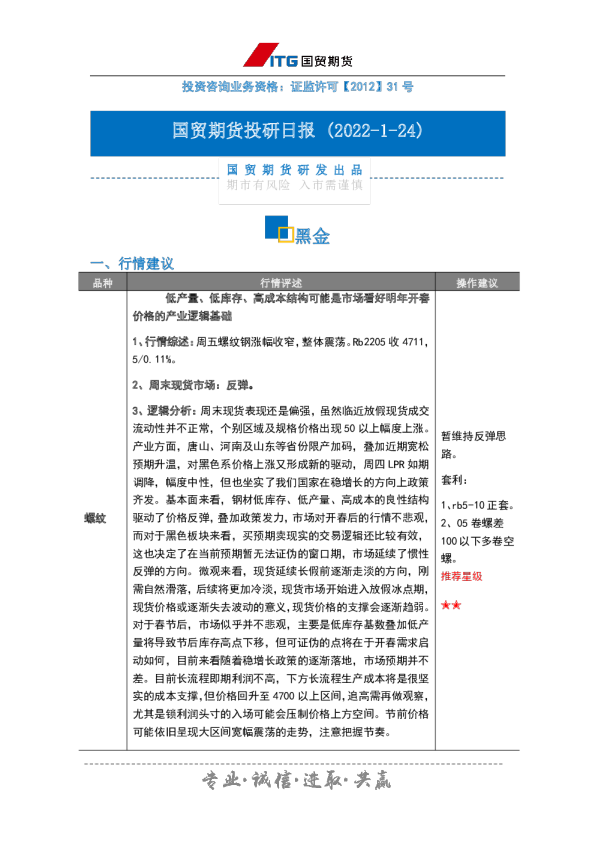投研日报：黑金