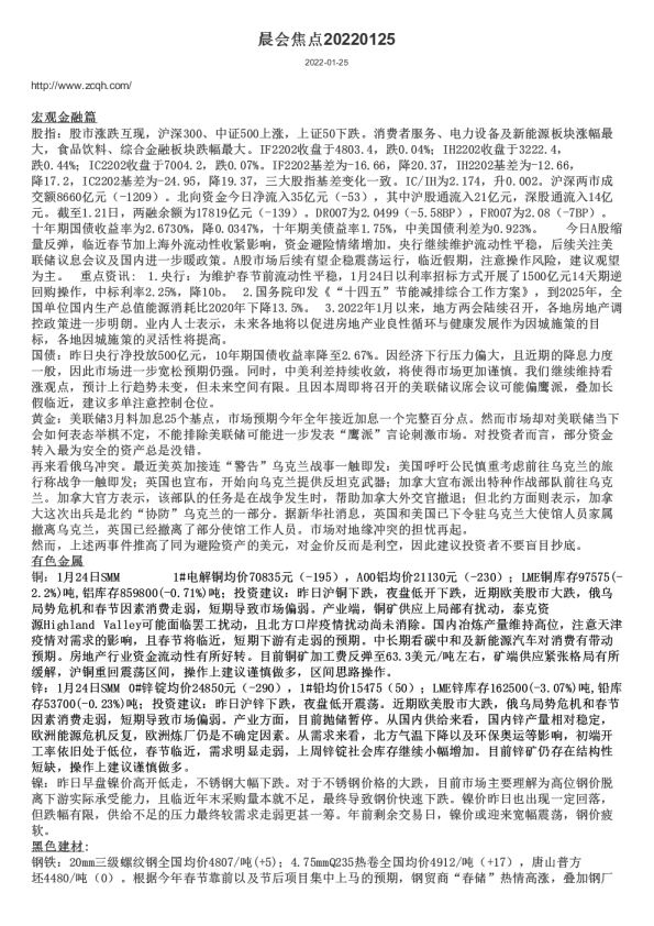 晨会焦点