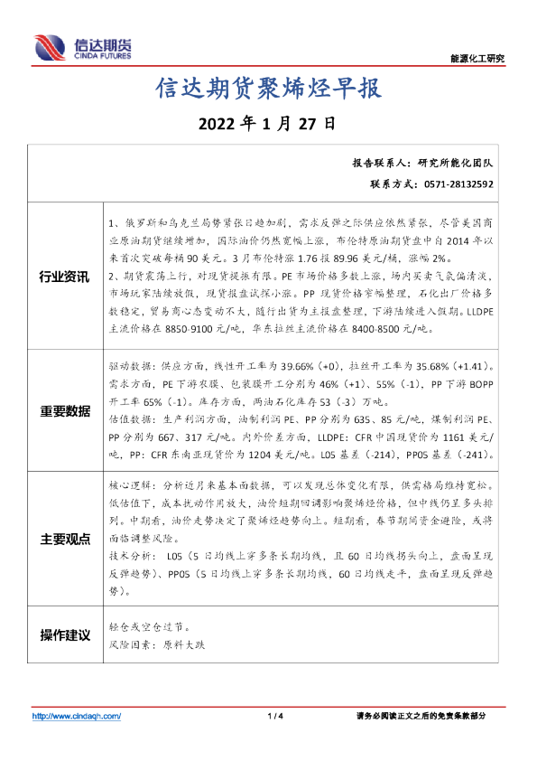 聚烯烃早报