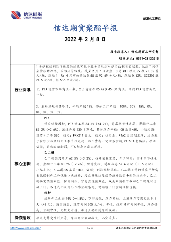 聚酯早报