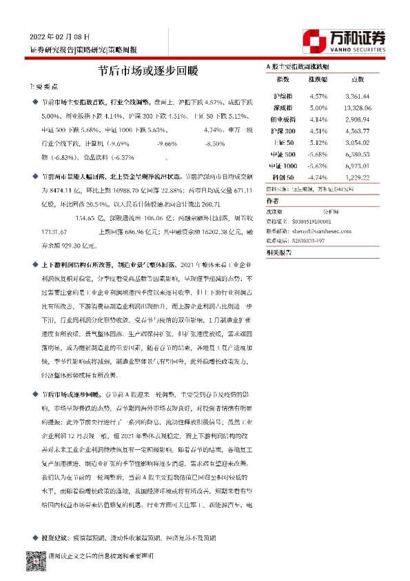 节后市场或逐步回暖