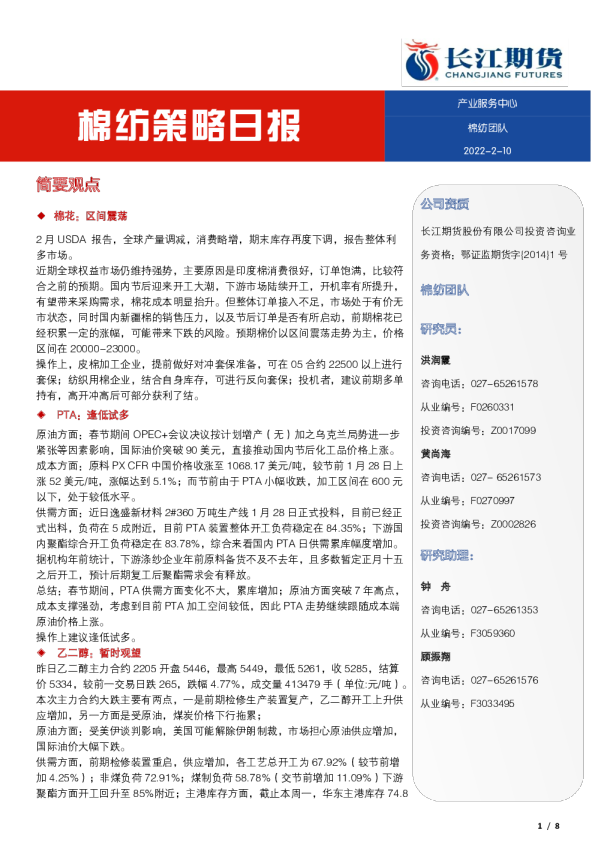 棉纺策略日报