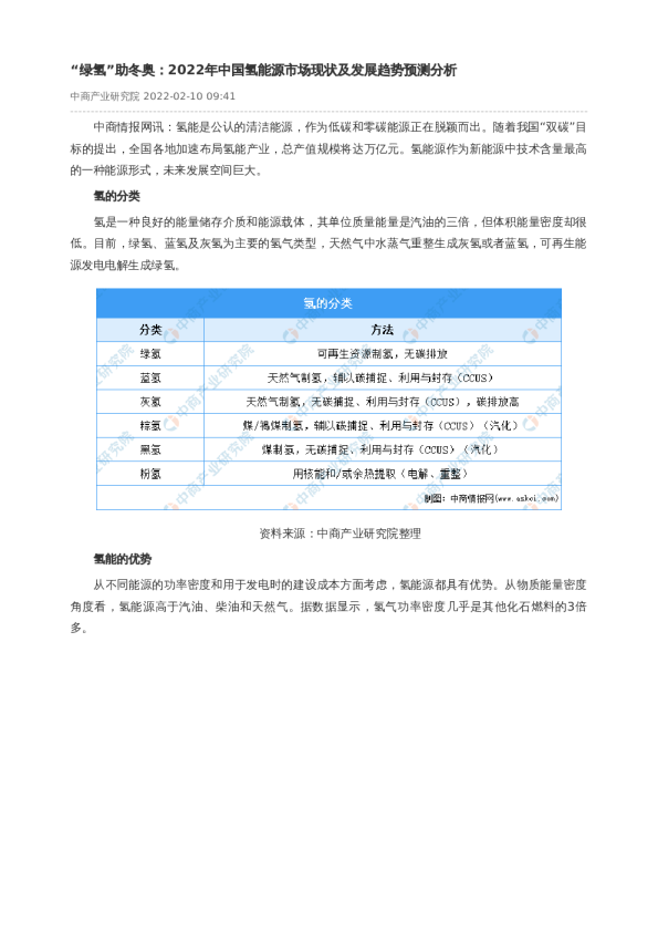“绿氢”助冬奥：2022年中国氢能源市场现状及发展趋势预测分析