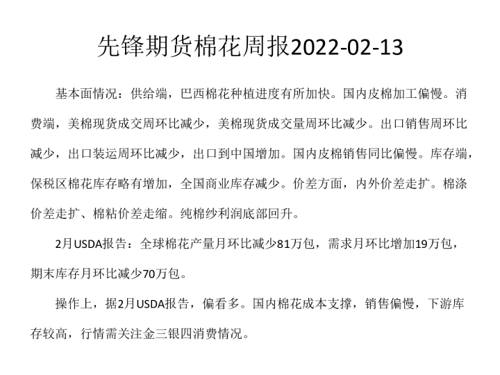 棉花周报