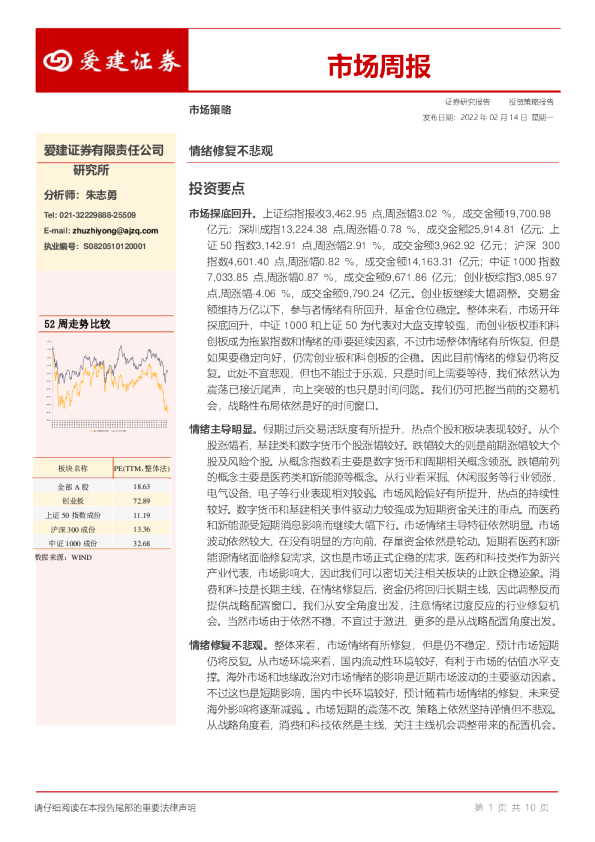 市场周报：情绪修复不悲观
