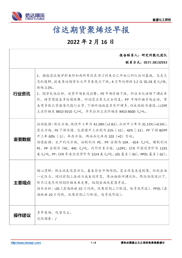 聚烯烃早报
