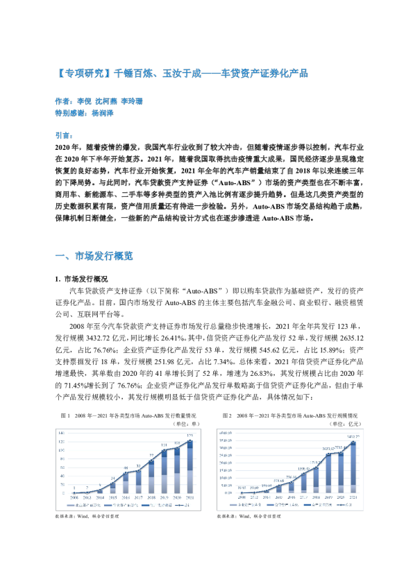 千锤百炼、玉汝于成——车贷资产证券化产品