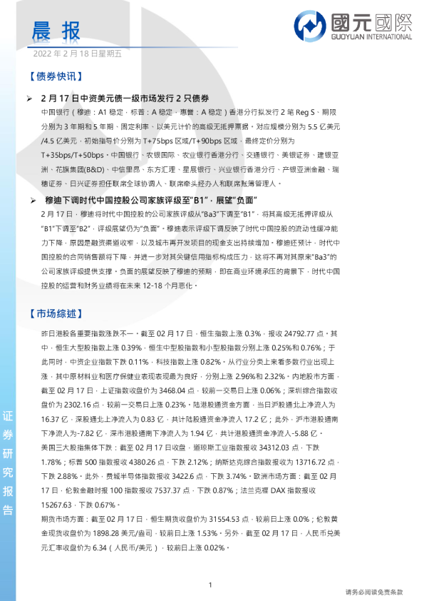 国元国际晨报