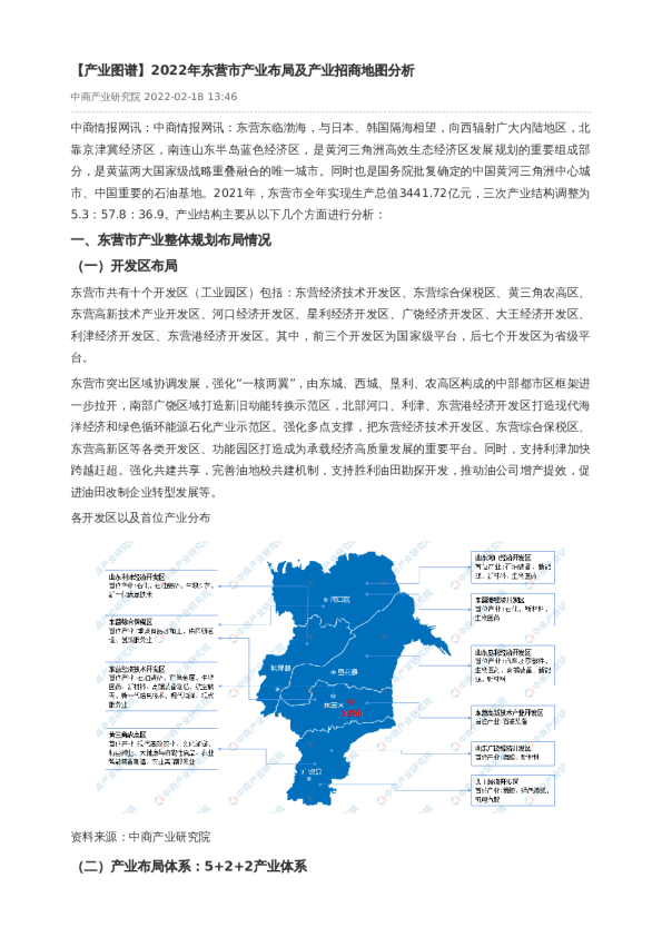 【产业图谱】2022年东营市产业布局及产业招商地图分析
