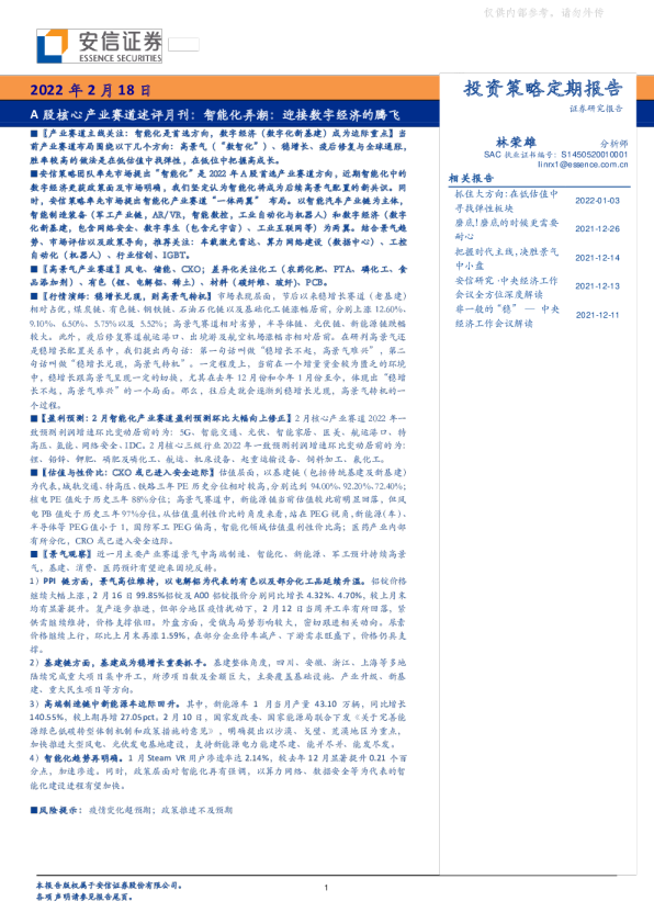 A股核心产业赛道述评月刊