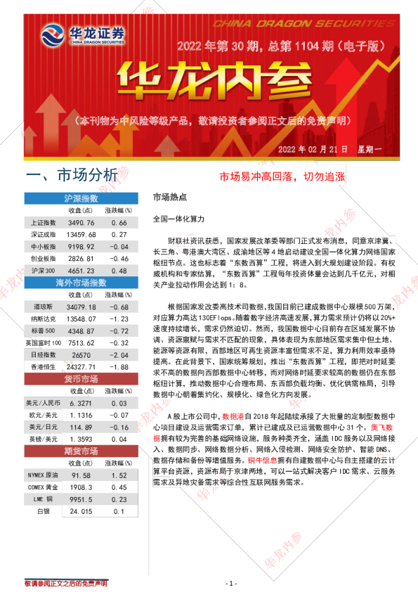 华龙证券内参