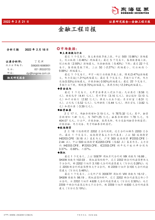 东海证券金融工程日报