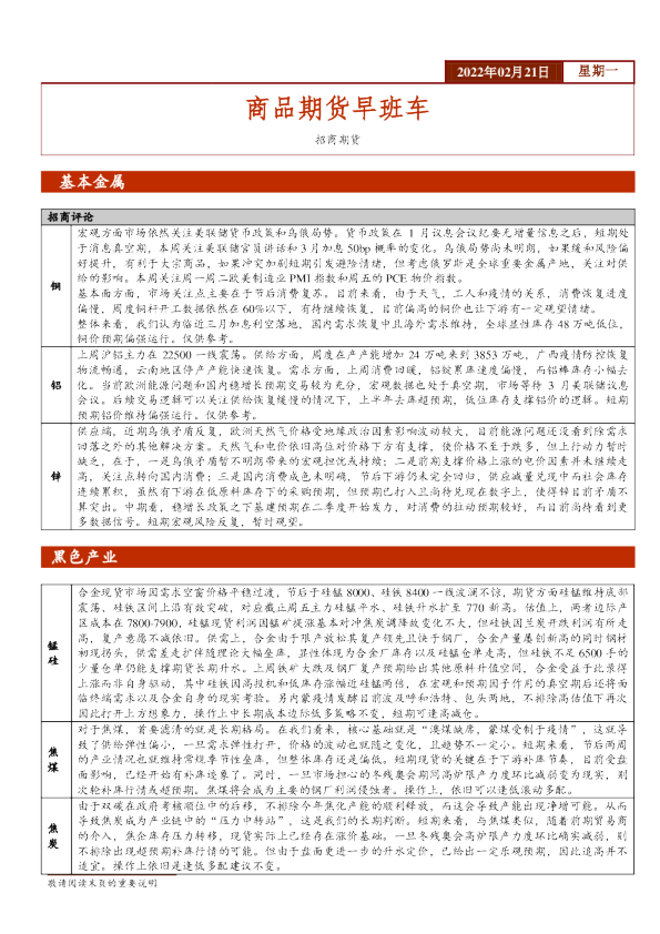 商品期货早班车