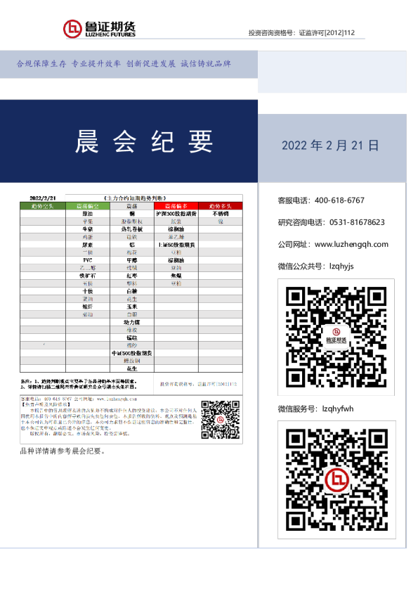 晨会纪要