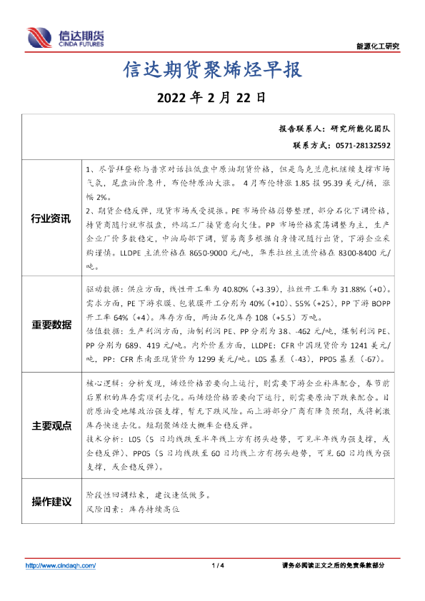 聚烯烃早报