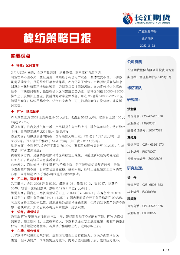 棉纺策略日报