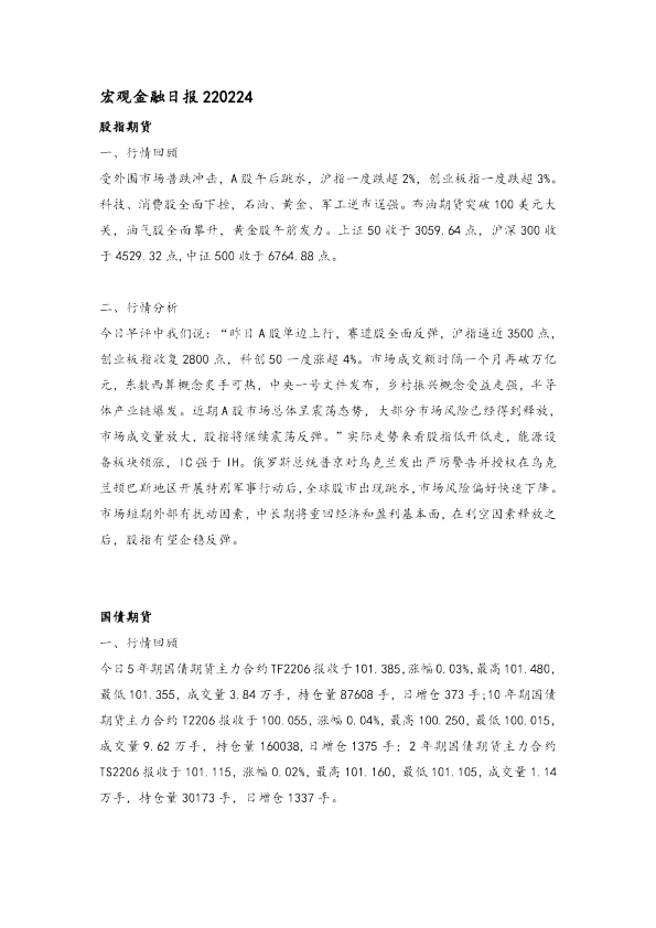 宏观金融日报