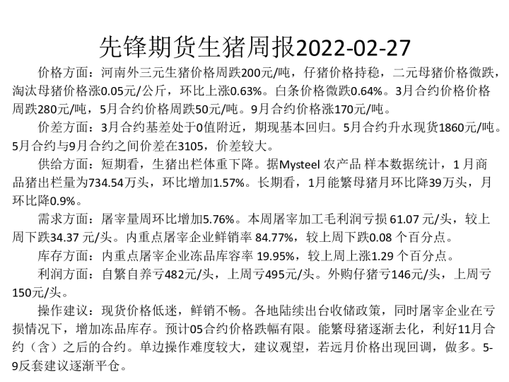 生猪周报