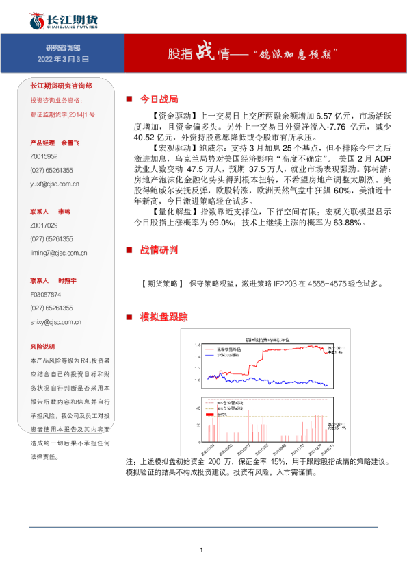 股指战情——“鸽派加息预期”