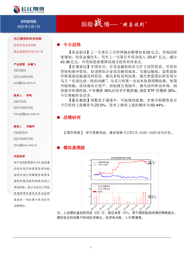 股指战情：“俄乌谈判”