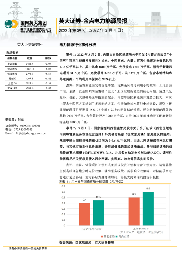 金点电力能源晨报2022年第39期