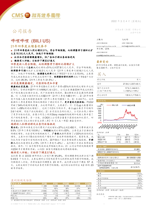 21年四季度业绩喜忧参半