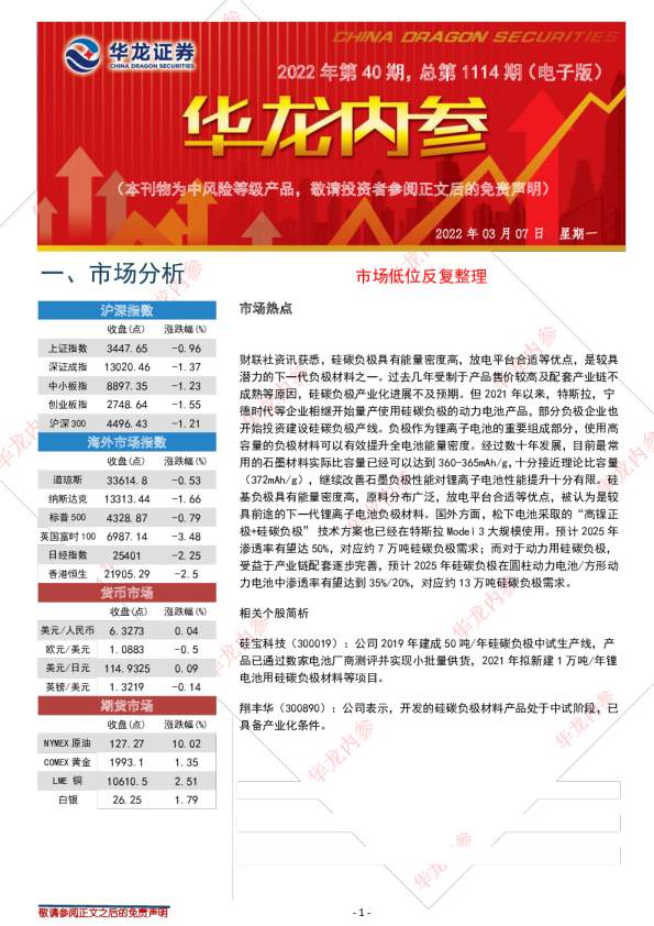 华龙证券内参