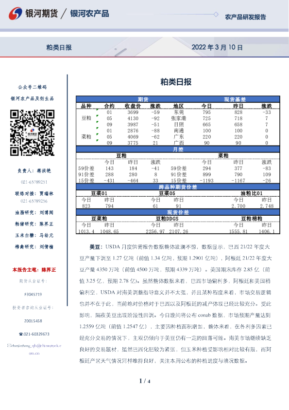 银河期货粕类日报