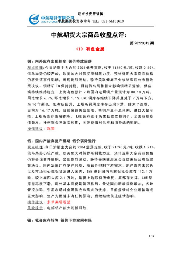 大宗商品收盘点评