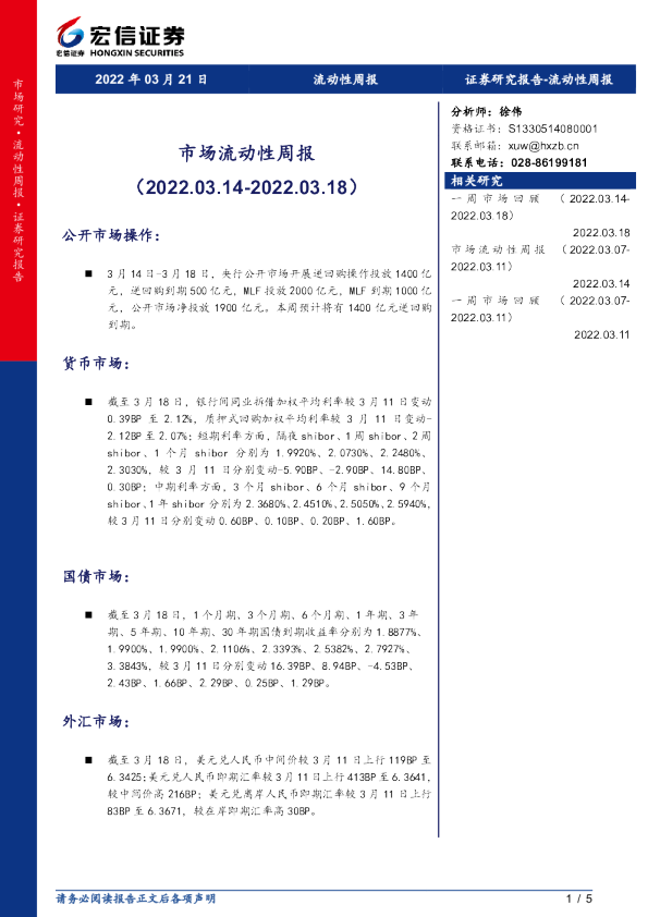 市场流动性周报