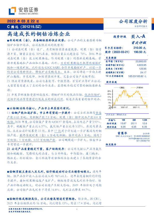 高速成长的铜钴冶炼企业
