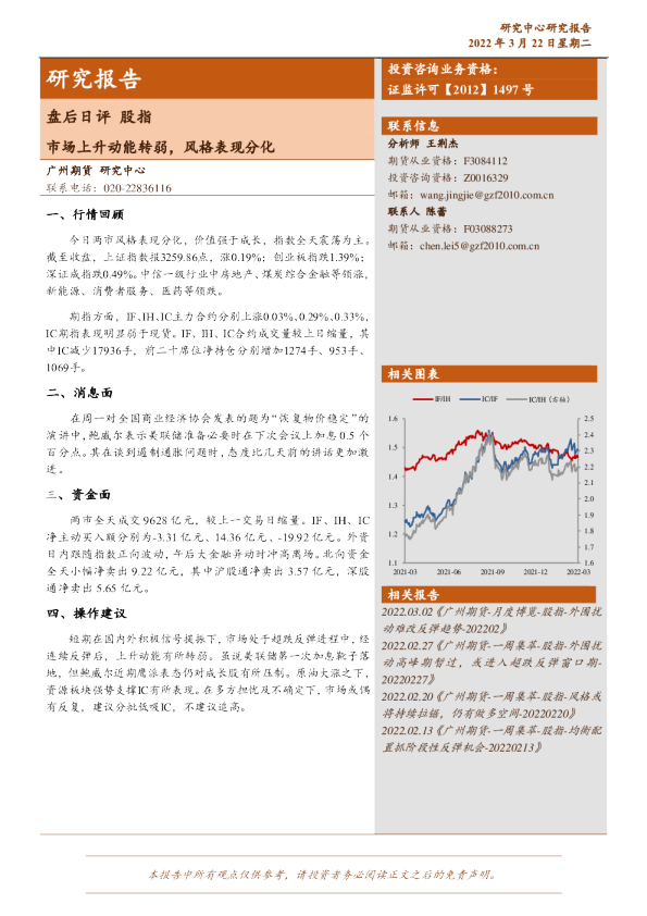 股指：市场上升动能转弱，风格表现分化