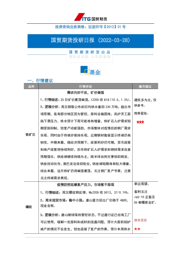 投研日报：黑金