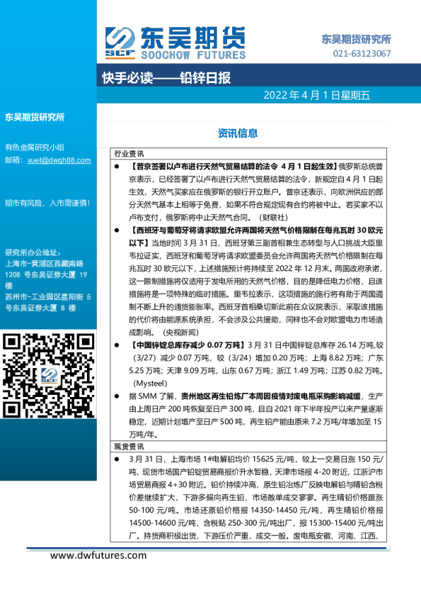 铅锌日报