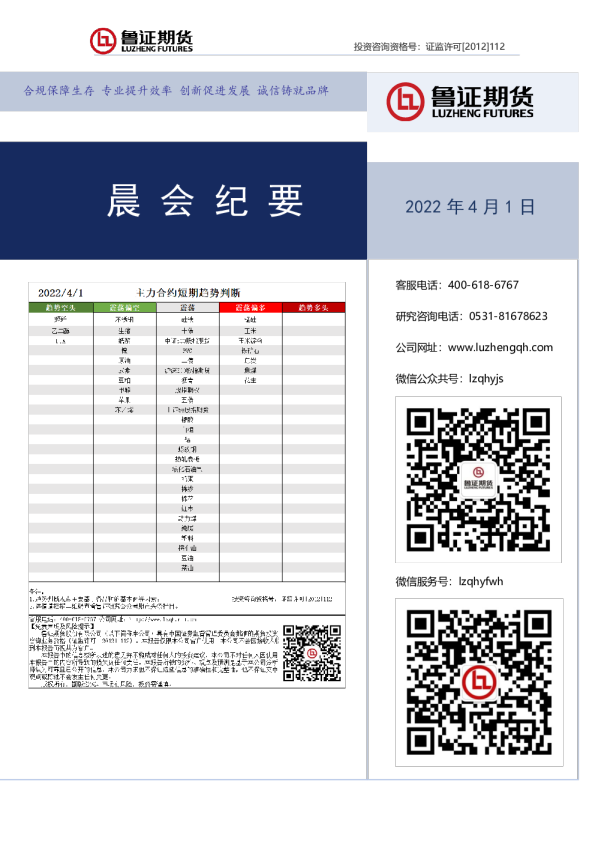 晨会纪要
