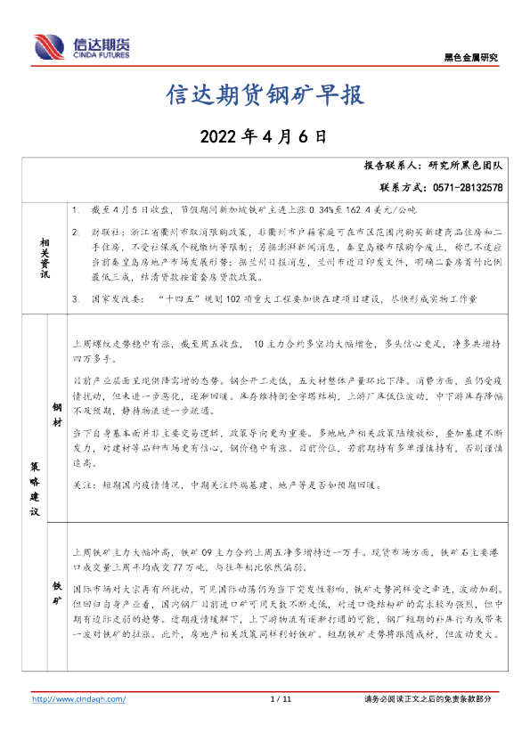 钢矿早报