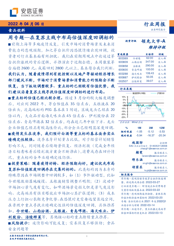 周专题：在复苏主线中布局估值深度回调标的