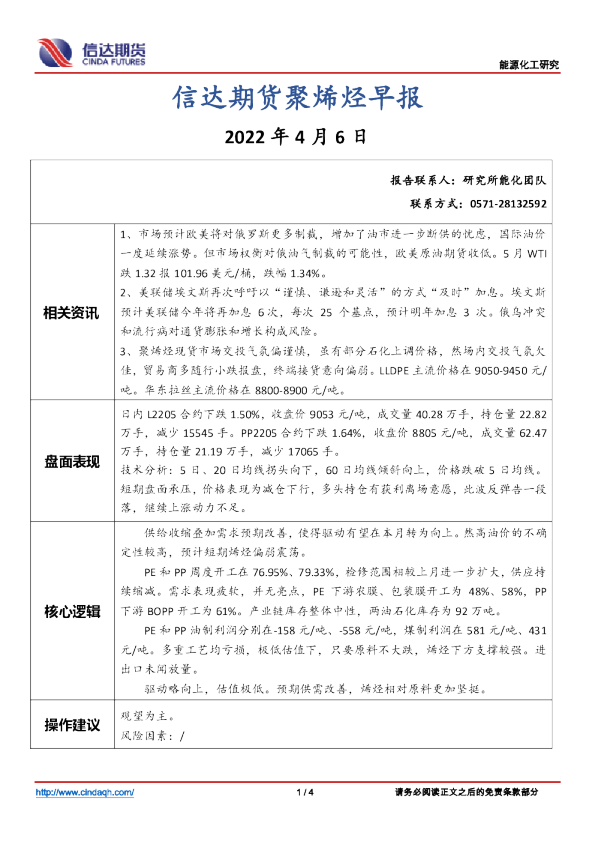 聚烯烃早报