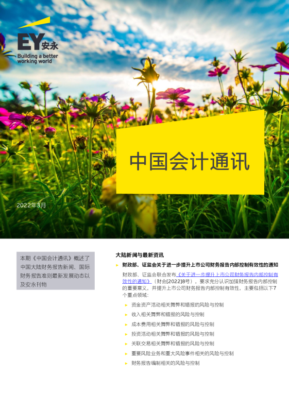 速览会计动态 追踪监管热点（2022年3月刊）