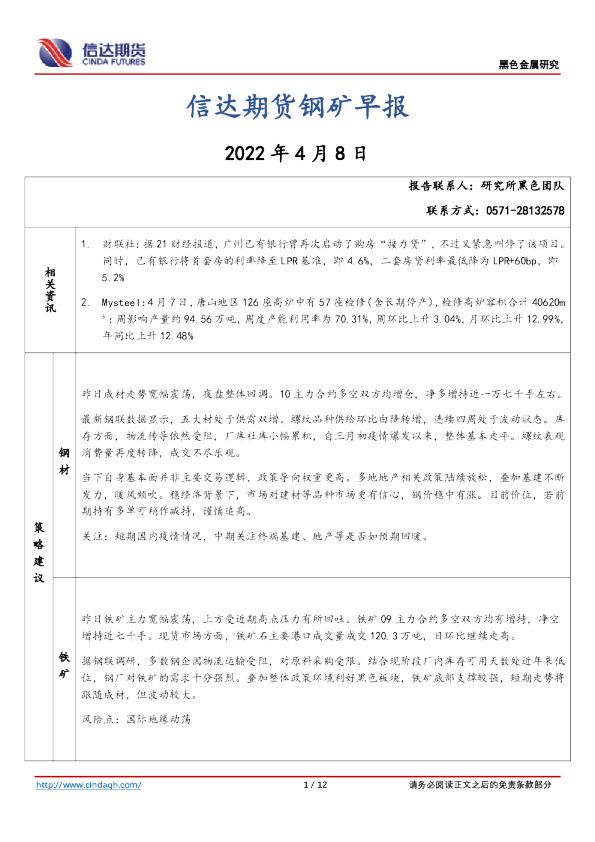 钢矿早报