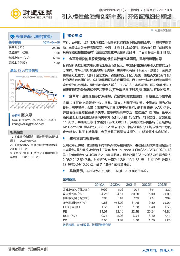 引入慢性盆腔痛创新中药，开拓蓝海细分领域