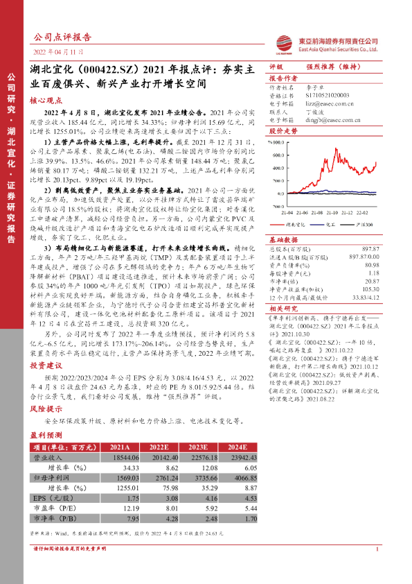 2021年报点评：夯实主业百废俱兴、新兴产业打开增长空间