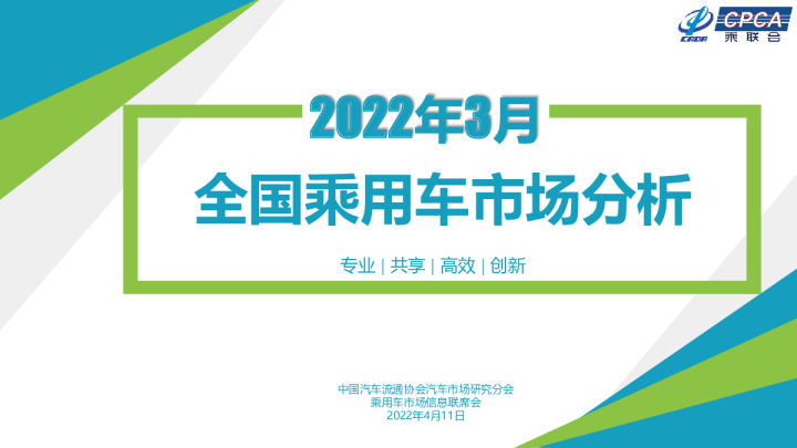 2022年3月份全国乘用车市场分析