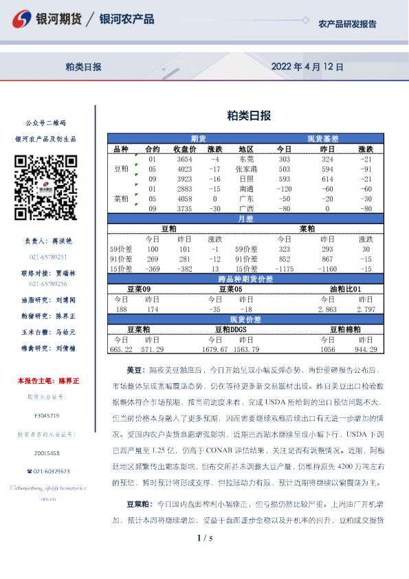 银河期货粕类日报