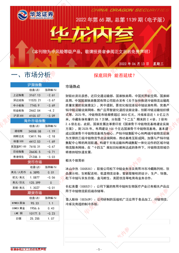 华龙证券内参