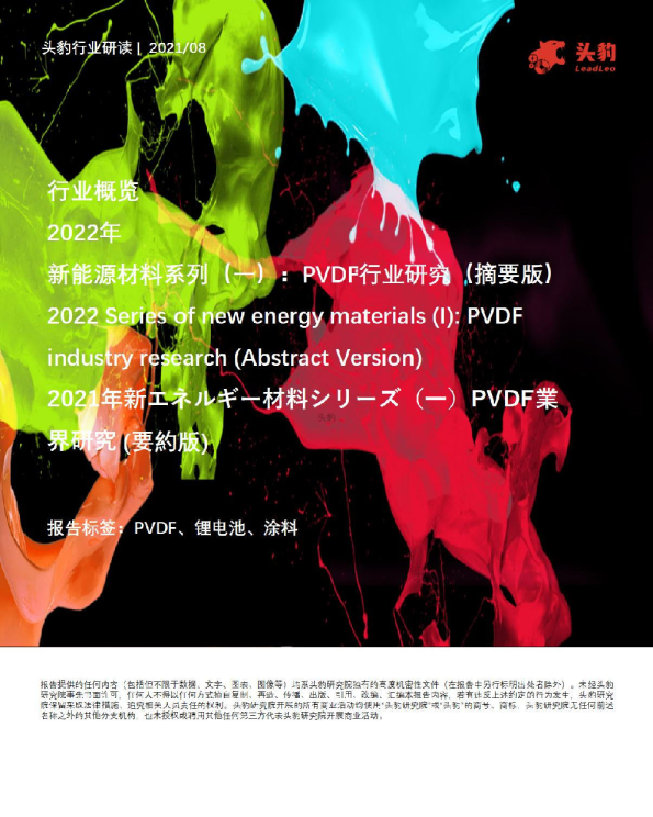 2022年新能源材料系列（一）：PVDF行业研究（摘要版）