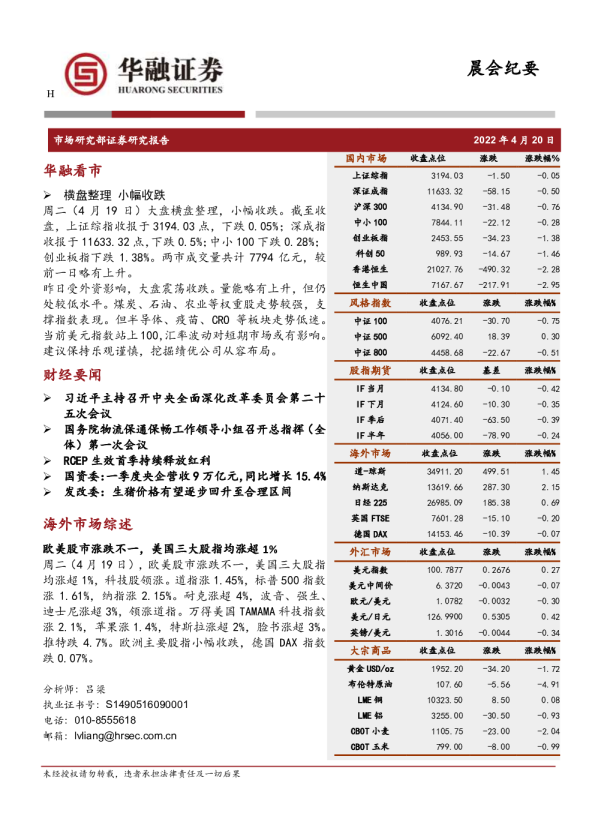 晨会纪要